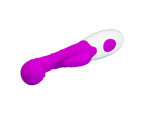 Лиловый вибромассажер Bruno для стимуляции точки G и клитора - 20 см.