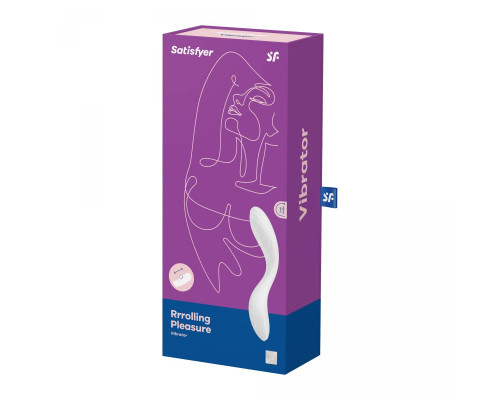 Белый вибромассажер Rrrolling Pleasure с движущимся шариком - 23 см.