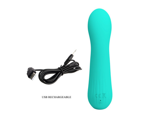 Бирюзовый изогнутый вибратор Faun - 15 см.