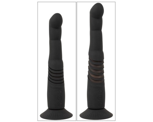 Черный вибратор с поступательными движениями G and P-Spot Thrusting Vibrator - 23 см.
