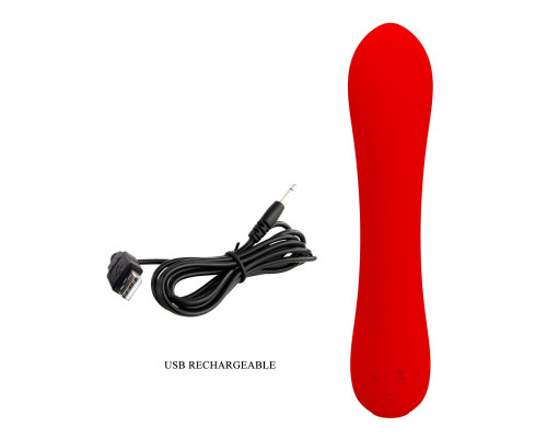 Красный изогнутый вибратор Matt - 19 см.