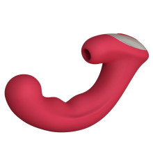 Бордовый вибратор Phoenix с вакуумной стимуляцией клитора - 18 см.