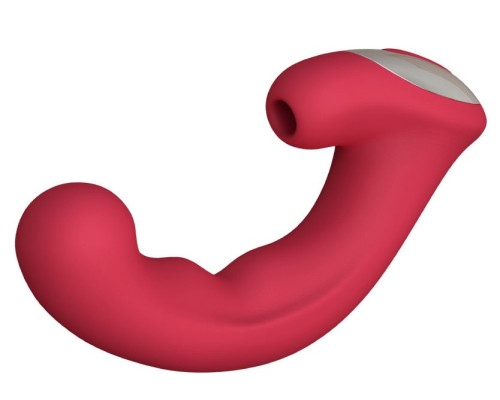 Бордовый вибратор Phoenix с вакуумной стимуляцией клитора - 18 см.