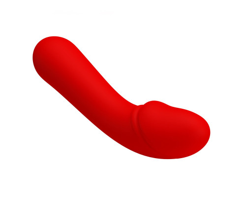Красный силиконовый вибратор Cetus для G-точки - 15 см.