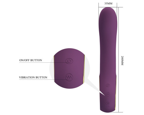 Сливовый вибратор Ethan с управлением через приложение - 20 см.