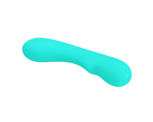 Бирюзовый изогнутый вибратор Matt - 19 см.