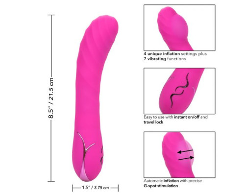 Розовый вибромассажер Insatiable G Inflatable G-Wand с функцией расширения - 21,5 см.