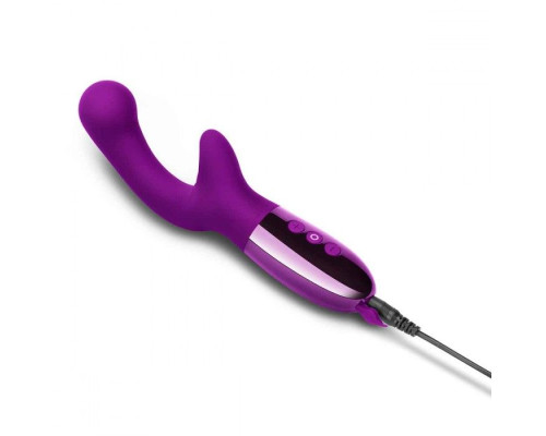 Фиолетовый вибромассажер с двумя моторами Le Wand XO - 19 см.