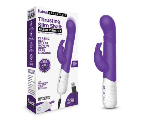 Фиолетовый массажер для G-точки Slim Shaft thrusting G-spot Rabbit - 23 см.