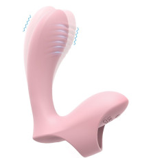 Нежно-розовый вибромассажер с петелькой на палец