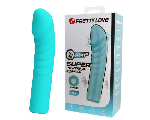 Аквамариновый вибромассажёр Rylan - 16 см.