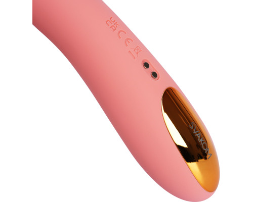 Персиковый изогнутый вибромассажер Ava Neo с функцией пенетрации - 19,6 см.