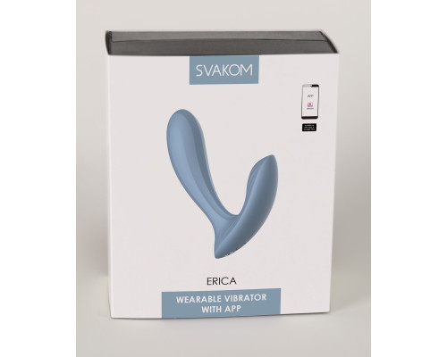 Голубой интерактивный вибромассажер Erica