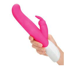 Розовый G-стимулятор с клиторальным отростком - 24 см.