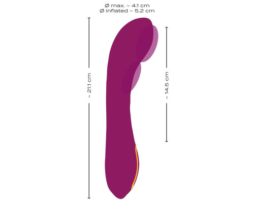 Лиловый вибратор с функцией расширения Inflatable Vibrator - 21,1 см.