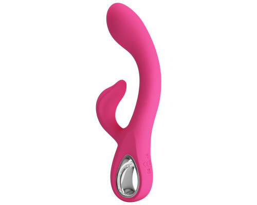 Розовый вибратор-кролик Fritz с изогнутым стволом - 19,8 см.