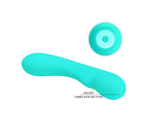Бирюзовый изогнутый вибратор Matt - 19 см.