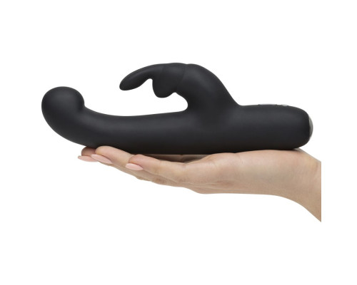 Чёрный вибратор Slimline G-Spot Rechargeable Rabbit Vibrator - 24,1 см.