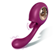 Фиолетовый вибромассажер Woo с язычком - 17,3 см.