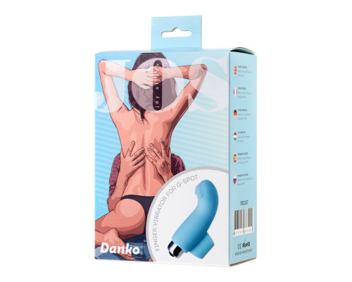 Голубая вибронасадка на палец JOS DANKO для точки G - 9,5 см.