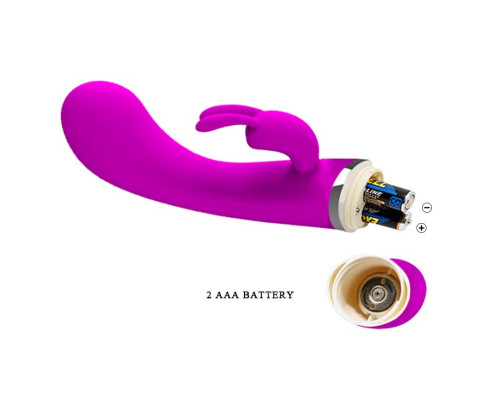 Лиловый G-вибратор Freda с зайчиком - 18,9 см.