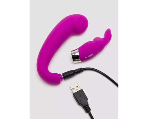 Лиловый вибратор Mini G-Spot Curve Vibe с клиторальным зайчиком