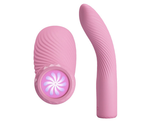 Розовый изогнутый вибромассажёр Kissell - 16,1 см.