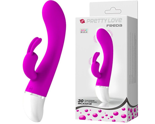 Лиловый G-вибратор Freda с зайчиком - 18,9 см.