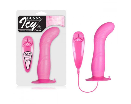 Розовый вибратор для G-точки BUNNY ICY - 18 см.