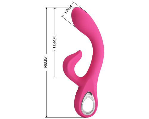 Розовый вибратор-кролик Fritz с изогнутым стволом - 19,8 см.