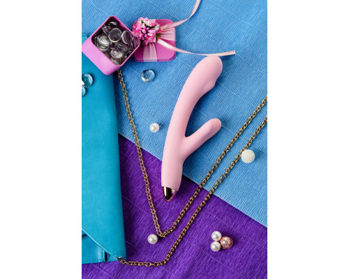 Розовый вибромассажер MERYL со стимулятором клитора - 22,5 см.