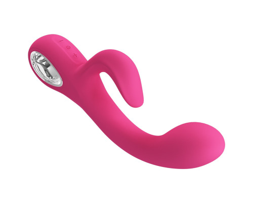 Розовый вибратор-кролик Fritz с изогнутым стволом - 19,8 см.