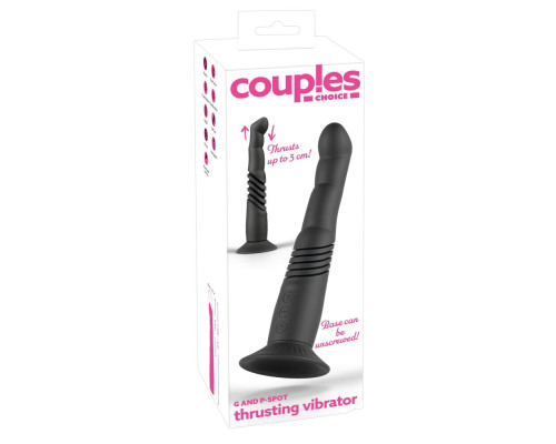 Черный вибратор с поступательными движениями G and P-Spot Thrusting Vibrator - 23 см.