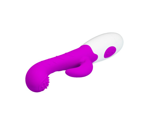 Лиловый вибратор Arthur с эффектом движения пальчика - 20 см.