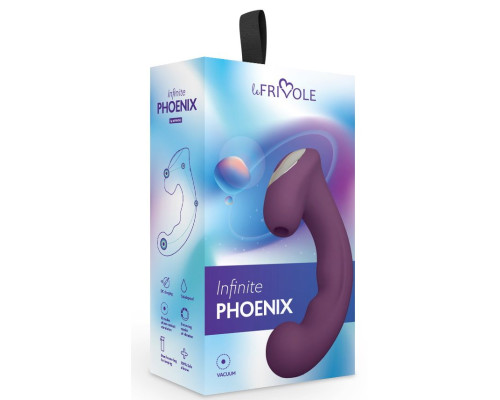 Фиолетовый вибратор Phoenix с вакуумной стимуляцией клитора - 18 см.