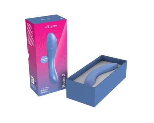 Голубой изогнутый вибромассажер We-Vibe Rave 2 - 21,7 см.