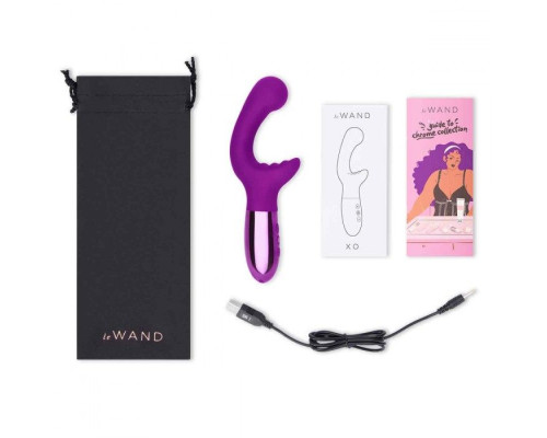 Фиолетовый вибромассажер с двумя моторами Le Wand XO - 19 см.