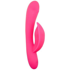 Розовый перезаряжаемый вибромассажер Sidney с функцией поглаживания - 19,5 см.