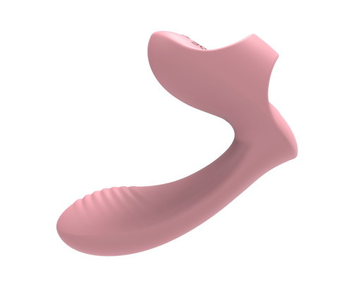 Нежно-розовый вибромассажер с петелькой на палец