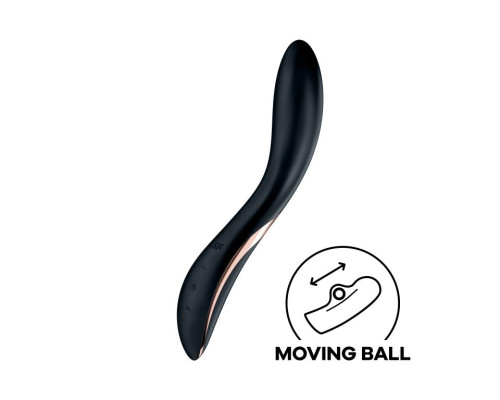 Черный вибромассажер Rrrolling Explosion с движущимся шариком - 23 см.