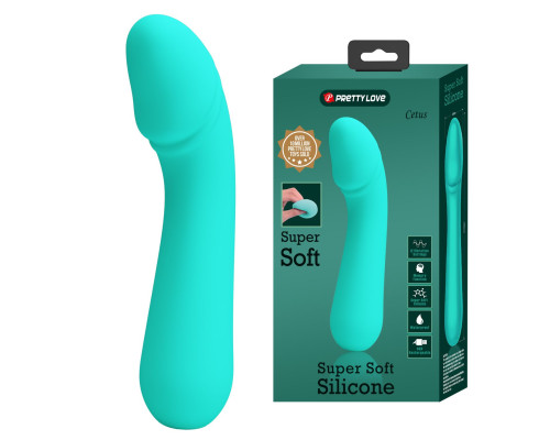 Бирюзовый силиконовый вибратор Cetus для G-точки - 15 см.