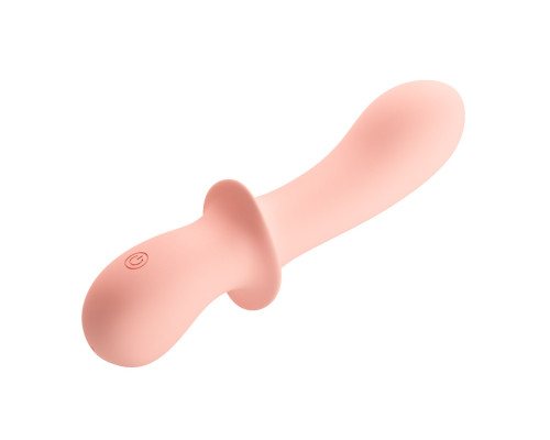 Персиковый вибростимулятор Abigal - 16 см.