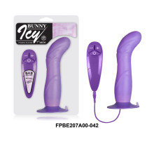 Гибкий фиолетовый вибратор на присоске - 18 см.