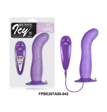 Гибкий фиолетовый вибратор на присоске - 18 см.