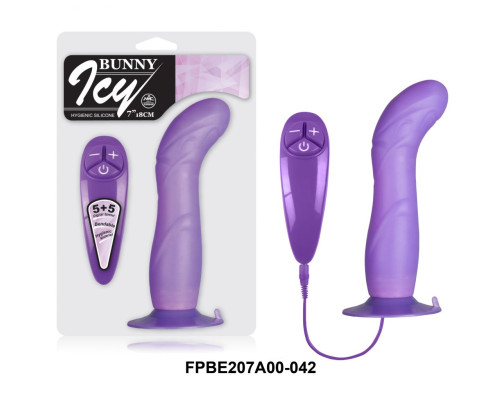 Гибкий фиолетовый вибратор на присоске - 18 см.