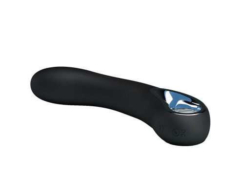 Чёрный гладкий вибратор Alston с 12 видами вибрации - 19,7 см.