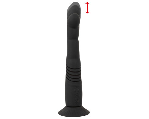 Черный вибратор с поступательными движениями G and P-Spot Thrusting Vibrator - 23 см.