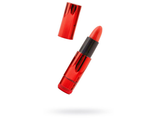 Красный вибратор в виде помады - 9 см.