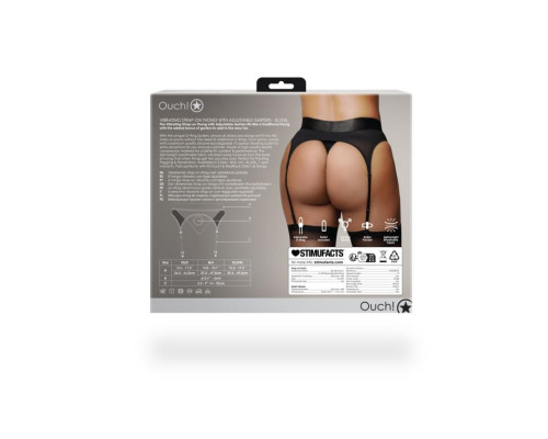 Черные трусики-пояс для страпона с вибропулей - размер XL-XXL