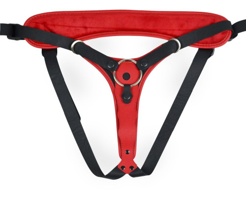 Красно-черный женский пояс с 2 способами крепления насадок